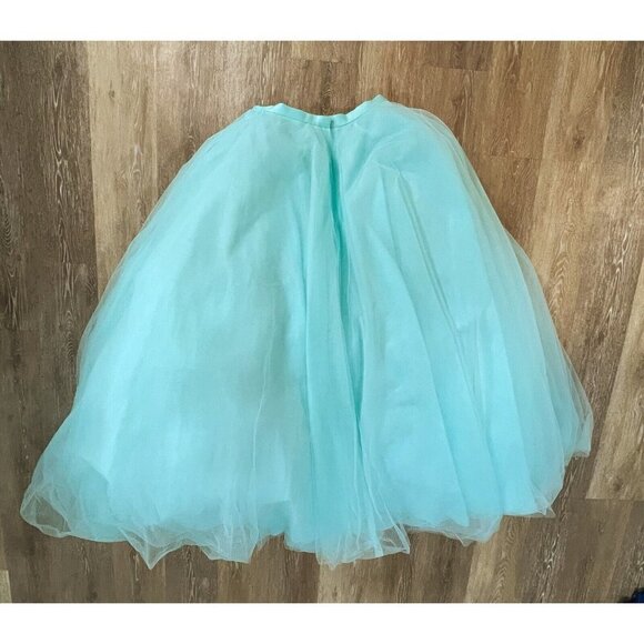 Alfred Angelo Sz 10 Aqua Blue Tulle Two Piece Formal Gown Skirt Corset Strapless - Picture 7 of 16